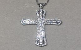 Mode Big 925 Sterling Argent Exquis Bible Jésus Pendentif Collier pour Femmes Crucifix Charme Pave Simulé Diamant Bijoux3400368