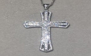 Mode Big 925 Sterling Argent Exquis Bible Jésus Pendentif Collier pour Femmes Crucifix Charme Pave Simulé Diamant Bijoux3400368