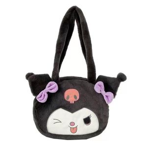 Mode grande capacité Kuromi arc en peluche sac à main à glissière fille belle mélodie moelleux sac à bandoulière Festival cadeau sac accessoires