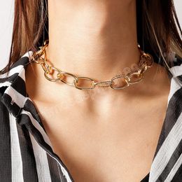 Mode grote choker ketting voor vrouwen goud kleur punk metaal dikke dikke eenvoudige casual ketting kettingen feest sieraden geschenken