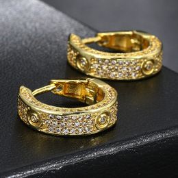 Unisex mode -oordingen voor mannen vrouwen 18K wit geel vergulde bling cz diamant hoepel knuffel oorbellen voor vrouwen voor feest bruiloft sieraden mooi cadeau