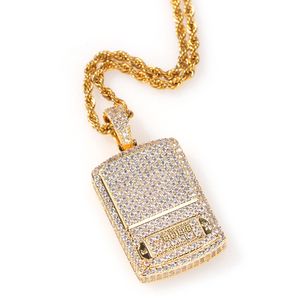 Mode Big Gold Diamond Square Hanger Neckalce, Hiphop Kettingen Digitale Schaal Man Pendant Necklace Rap DJ Accessoires NPT1438