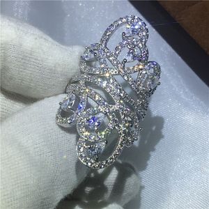 Anillo grande de moda, anillos de boda de compromiso para mujeres y hombres, piedra de circón AAAAA, joyería de dedo femenino con relleno de oro blanco cz
