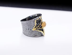Mode- grote ring steen ringen zwart goud kleur luxe vintage geweldige cocktail ring vrouwen partij sieraden