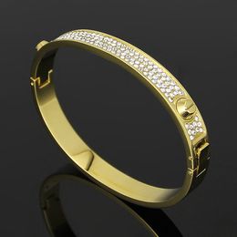 Mode-bijoux armbanden klinknagel 316 l titanium roestvrij staal volledige kristallen liefde armbanden armbanden mode-sieraden voor vrouwen en mannen