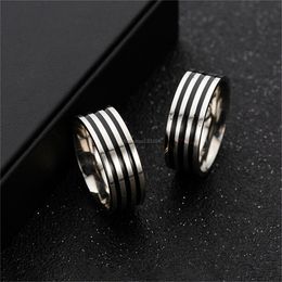 Fashion Black Circle Ring Email roestvrijstalen ringen Band vrouwen Men Fijne sieraden Will en Sandy