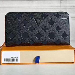 Mode Zwarte Embossing Portemonnee Dames Clutch Dame Dames Lange Portemonnee PU Leer Enkele Rits Portefeuilles Klassieke Portemonnee Kaart Hol303o