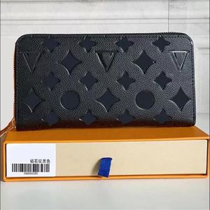 Fashion Black Empreinte Femmes Clutch Lady Ladies Long Portefeuille Générat en cuir authentique Portefeuilles à glissière Classical Corn Purse Carte Holder 600 278Q