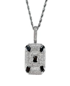 Colliers de pendentif de pierre précieuse noire mode pour hommes Western Square Diamonds Collier de luxe Real Gold plaqué zircons Cuban CH1211461