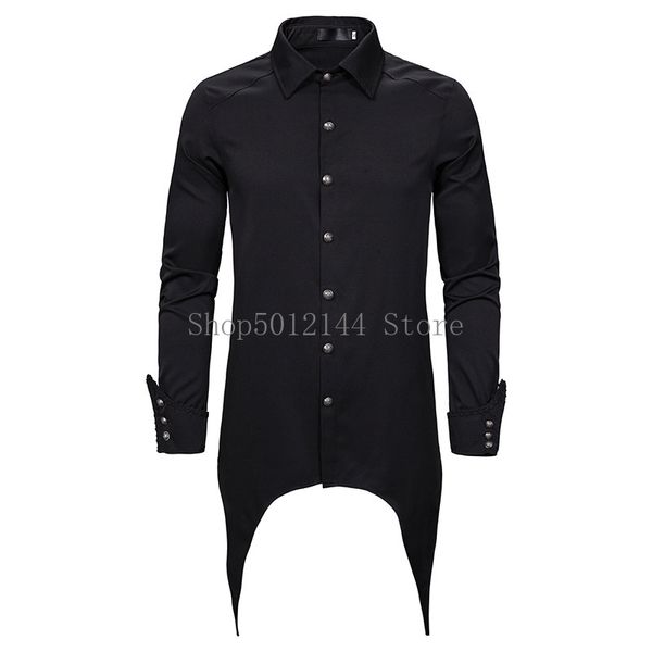 Camisa Steampunk gótica negra a la moda para hombre, blusa Hipster para fiesta de noche, camisas victorianas renacentistas para graduación, Camisa Masculina XXL