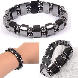 Bracelet de perles amples en hématite magnétique noire pour hommes et femmes, à la mode, 2935