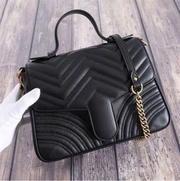 Fashion Black Stripe Sacs à main Sacs Designer PU Sac à main en cuir Lady Chain Shoulder Postman Bag avec une bonne qualité