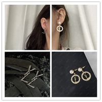 Boucles d'oreilles de goujon noir mode pour femmes 925 Boucle d'oreille en argent bijoux bijoux de cerceau de luxe Boucles d'oreilles diamant perles oreilles motif avec boîte
