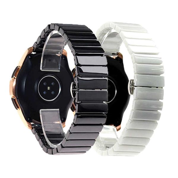 Mode Noir Blanc Céramique 16 18 20 22mm Large Bande de Montre pour Huawei Bracelet Fitbit Samsung Montre Femme Bracelet Bracelet H0915