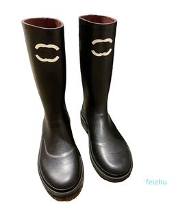 Mode noir femmes bottes demi bottes de pluie 2022 automne nouvelle impression semelle extérieure Slim jambe chaussures de créateur