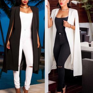 Mode Blazer Cape Manteaux Solide Cape Femmes Survêtement Longue Veste Costume Plus La Taille X0721