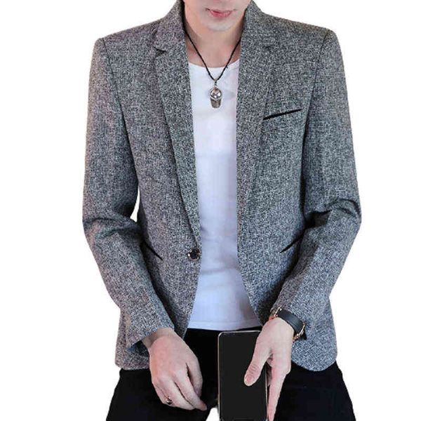 Mode Blazer Manteau Hommes Bouton Unique Casual Hommes Slim Blazer Veste Designs Veste Formelle Mens Fit Élégant Blazer Costume Manteau 211111