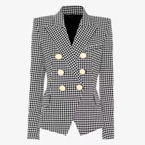 Fashion Blazers dames jas beroemde pakken zwarte slanke vrouw jas houndstooth blazer dames jassen jassen vrouwen kleding maat s-2xl zakken bu