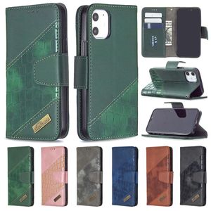 Étuis de téléphone portefeuille multicolores pour iPhone 12 Mini 11 Pro X XR XS Max 6 7 8 Plus Samsung S21FE/S21LITE S30 NOTE20Ultra Crocodile Pattern Leather Flip Stand Cover Case