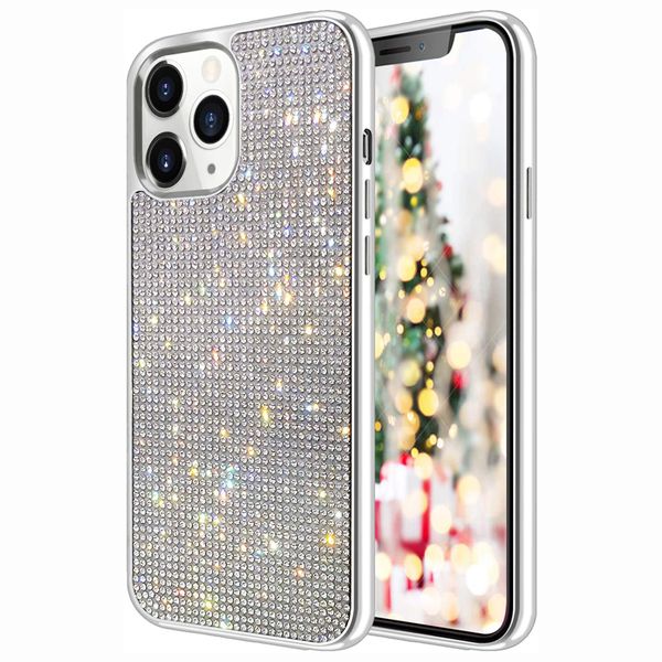 Moda Bling Glitter Rhinestone Crystal Shiny Sparkle Diamond Cases Funda protectora con parachoques electrochapado para iPhone 13 12 Mini 11 Pro Max XR XS X 8 7 Plus