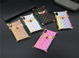 Fashion Bling Love Heart Bee Cover Square telefoonhoesjes voor Samsung Note 20 Ultra Note10 9 S20 S10 S9 S9 Plus J4 J6 A10 A30 A40 A50 A701588559