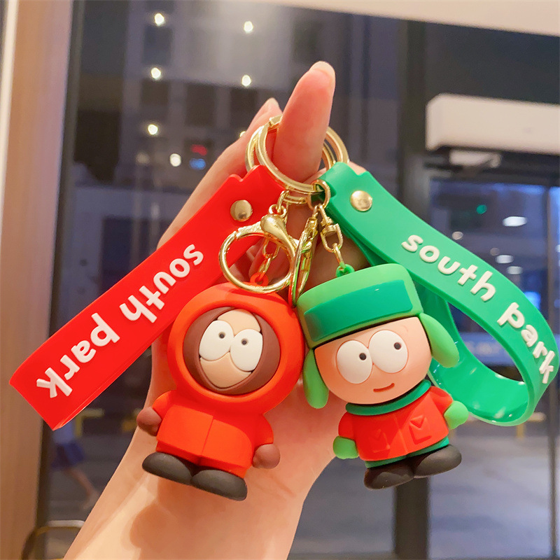 Fashion blogger designer jewelr Popular cartoon doll South Park key chain pendant mobile phone Keychains Lanyards KeyRings wholesale YS194