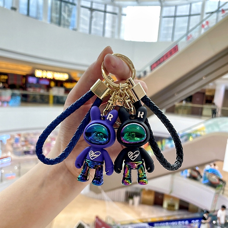 Moda blogger tasarımcı mücevher karikatür serin elektrikli tavşan anahtarlık kolye cep telefonu anahtar zincirleri kordonlar anahtarlar toptan ys29