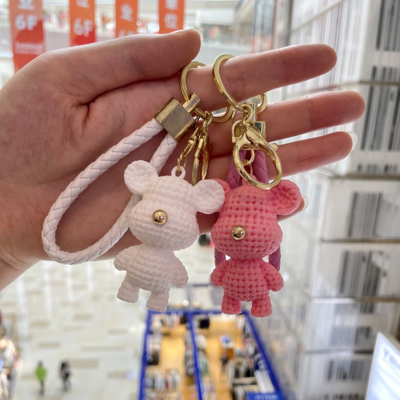 Fashion blogger designer jewelry Creative Wool Bear Soft Rubber Toy Keychain Cute mobile phone Keychains Lanyards KeyRings wholesale YS15