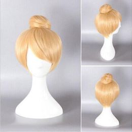 Fashion Blonde Straight Women Lady Cosplay Party Anime Bun Hair Wig Wigs + Cap