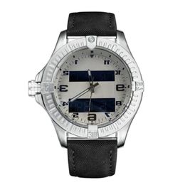 Mode blauwe wijzerplaat horloges heren Dual tijdzone horloge Elektronische aanwijzer display montre de luxe Horloges rubberen band mannelijke clock248a