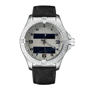 Fashion Blue Dial horloges heren Dual Time Zone Watch Elektronisch aanwijzer display Montre de Luxe polshorloges Rubberen band mannelijke klok