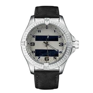 Mode blauwe wijzerplaat horloges heren Dual tijdzone horloge Elektronische aanwijzer display montre de luxe Horloges rubberen band mannelijke clock299g