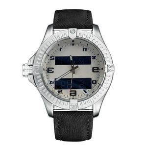 Mode blauwe wijzerplaat horloges heren Dual tijdzone horloge Elektronische aanwijzer display montre de luxe Horloges rubberen band mannelijke clock219d