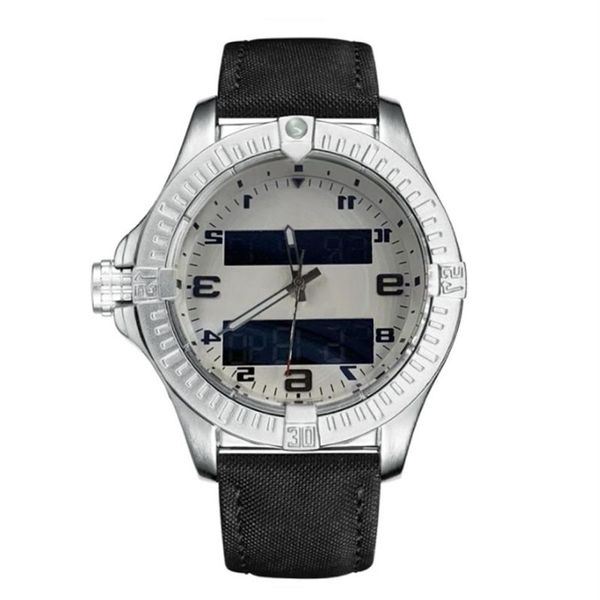 Mode cadran bleu montres hommes double fuseau horaire montre pointeur électronique affichage montre de luxe montres bracelet en caoutchouc mâle horloge275H