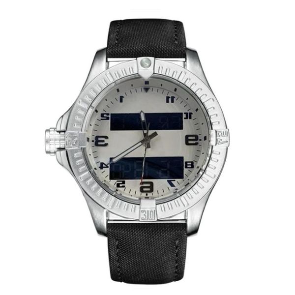 Mode cadran bleu montres hommes double fuseau horaire montre pointeur électronique affichage montre de luxe montres bracelet en caoutchouc mâle horloge287m