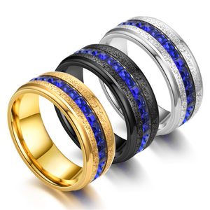 Bagues latérales en diamant bleu pour femmes et hommes, bague rétro de styliste en Perlite, bijoux en acier inoxydable, cadeaux pour hommes et femmes