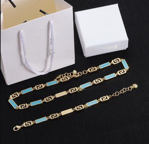 Mode blauw email Brass kettingen banshee portretpatroon hangers dames nek ketting armband verjaardag bruiloft feest cadeau simplicity ontwerper sieraden xms34 --01