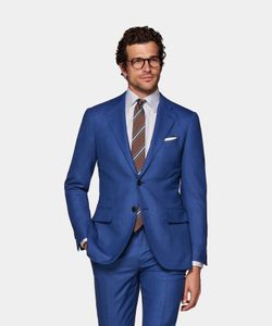 Mode Bleu Groom Tuxedos Notch Lapel Groomsmen Tuxedos De Mariage Populaire Hommes Blazer Formel Veste De Bal Costume (Veste + Pantalon + Cravate) 70