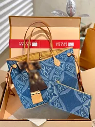 Modische blaue Einkaufstaschen, Denim, bedruckt, formelle Mode, Luxus-Handtaschen, lässige Clutch-Tasche, Damen-Designer-Handtaschen, 32 x 28 m, Clutch-Einkaufstasche