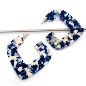 Mode Bohemie Acryl Acryl Acetaat Geometrische Octagon Hoop oorbellen voor vrouwen Vintage Leopard Print Hangende Dange vrouwelijke kroonluchter