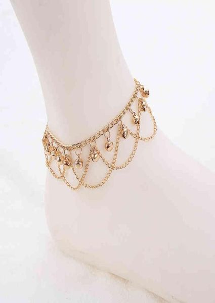 Fashion Bohemian Gold Bell Camille de glands pour femmes Bracelet à la cheville Chaînes de la cheville Barefoot Sandal Beach Jewelry8929669