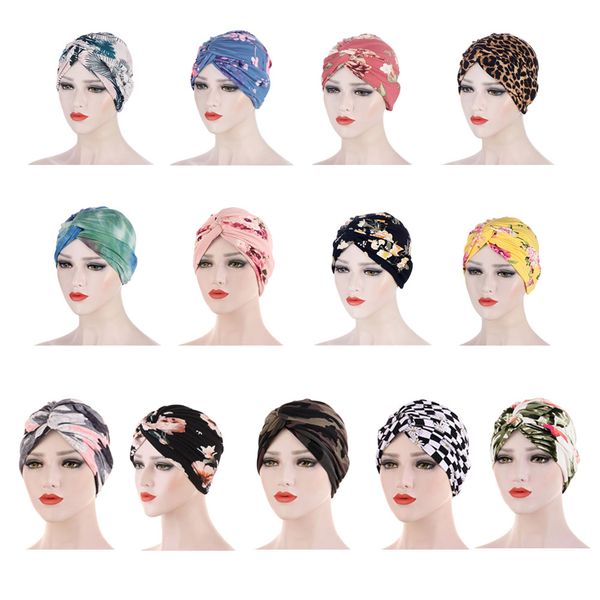 Gorros interiores con estampado bohemio a la moda para gorro Hijab, turbante cruzado para la frente, turbante musulmán africano, pañuelo para la cabeza, Hijabs islámicos, turbante