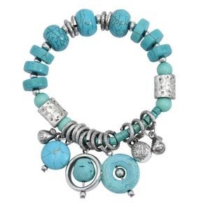 Fashion Bohemian Vinatge Silve Turquoise Green Bracelet Bracelet Bangle Indian Statemewnt Bijoux fait à la main pour les filles