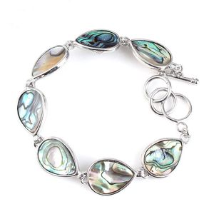 Mode boho stijl sieraden handgemaakte teardrop natuurlijke abalone paua shell armband met toggle sluiting 5 stuks