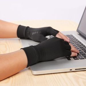 Mode-grens sport koper fiber gezondheidszorg semi-vinger revalidatie training artritis handschoenen drukhandschoenen