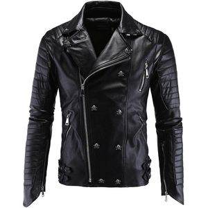 Fashion Boutique Punk Mens Leather Clothing Leather Motorcycle Slim Pu Leather Jacket Men Chaqueta Hombre Y998 201116