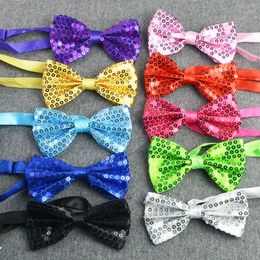 Fashion Bow Tie for Boys Girls verstelbare pailletten Bowtie Dance Bowknot Wedding Party Shiny Sequins Stage Performance Bow Tie