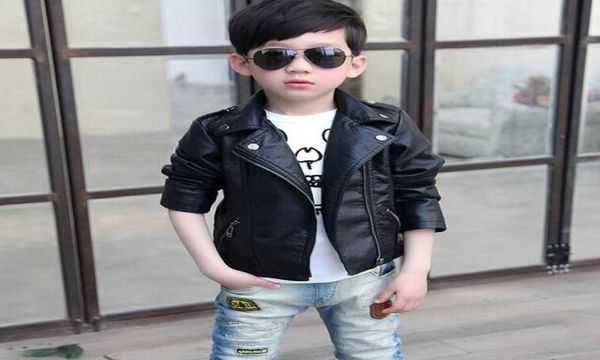 Fashion Boy Causal Black Veste Coat Novelty Leather Pu Jacket Mabe pour 112T Étudiants pour garçons Enfants Enfants Outwear Cuir Clothi1906475