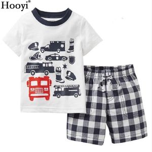 Mode Jongens Kleding Kids Pyjama Sets Racing Luxe Auto Kinderen T-shirt + Pant Baby Boy Boy Sleepwear PJ's Home Clothes Cotton 210413