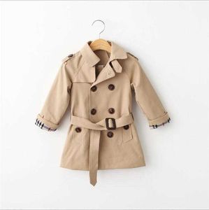 Mode Garçons Filles rouge trench-coat Long Style Tench Manteaux Automne Hiver Enfants Plaid Double-Breasted Vestes Enfants Garçon Outwear 1-12 Ans